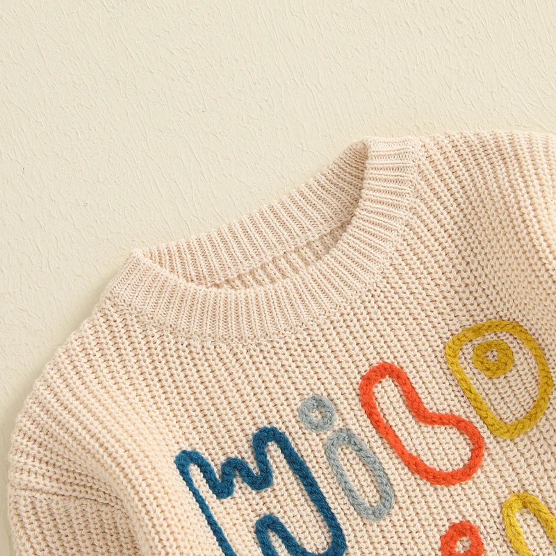 Wild Child Embroidered Knit Sweater, Unisex