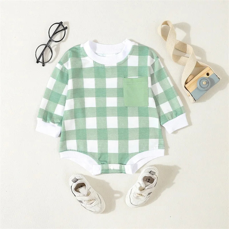 Long Sleeve Plaid Pocket Bubble, Unisex