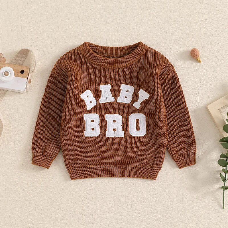 Baby Bro Embroidered Knit Sweater
