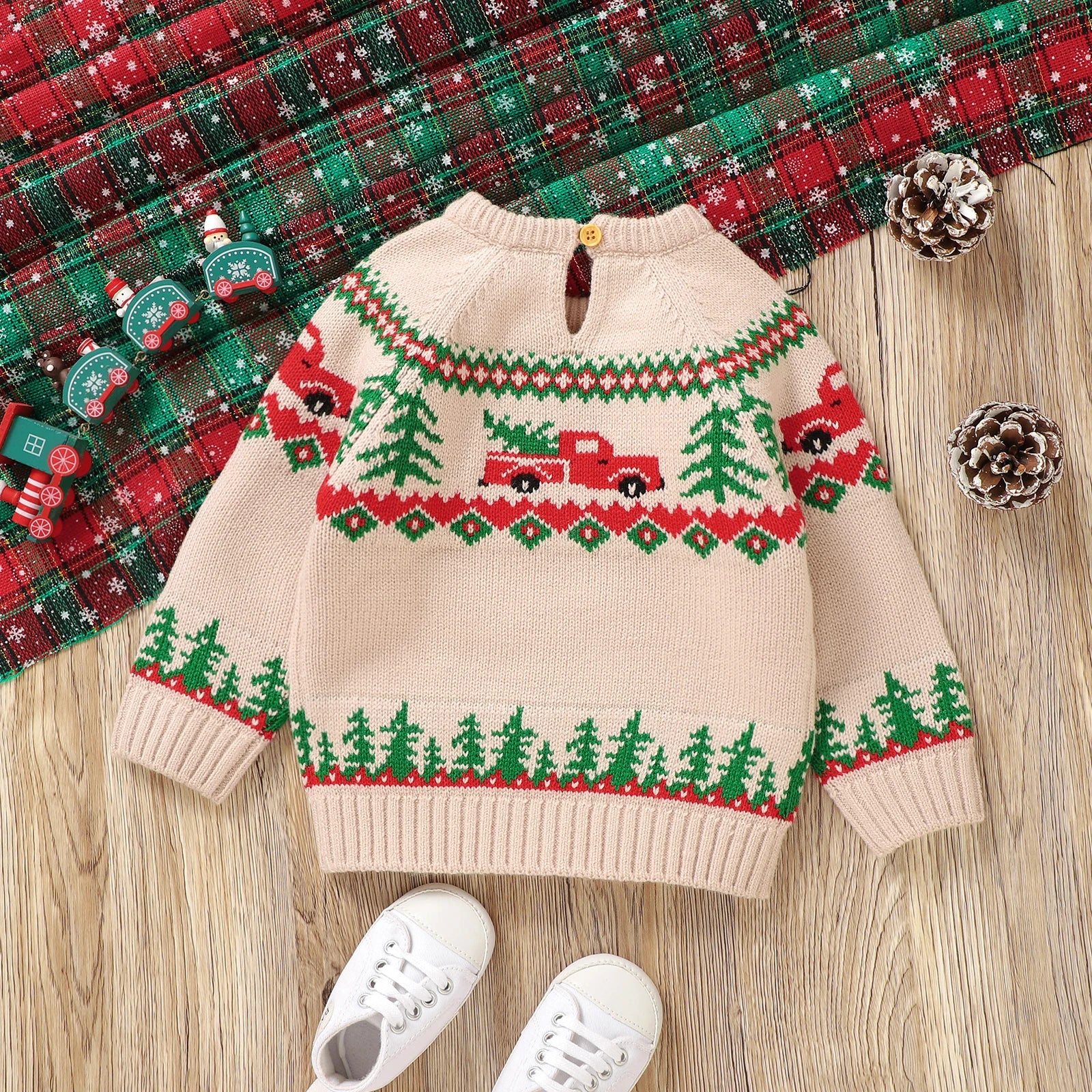 Boys Christmas Tree Truck Knit Sweater Stardust Kids