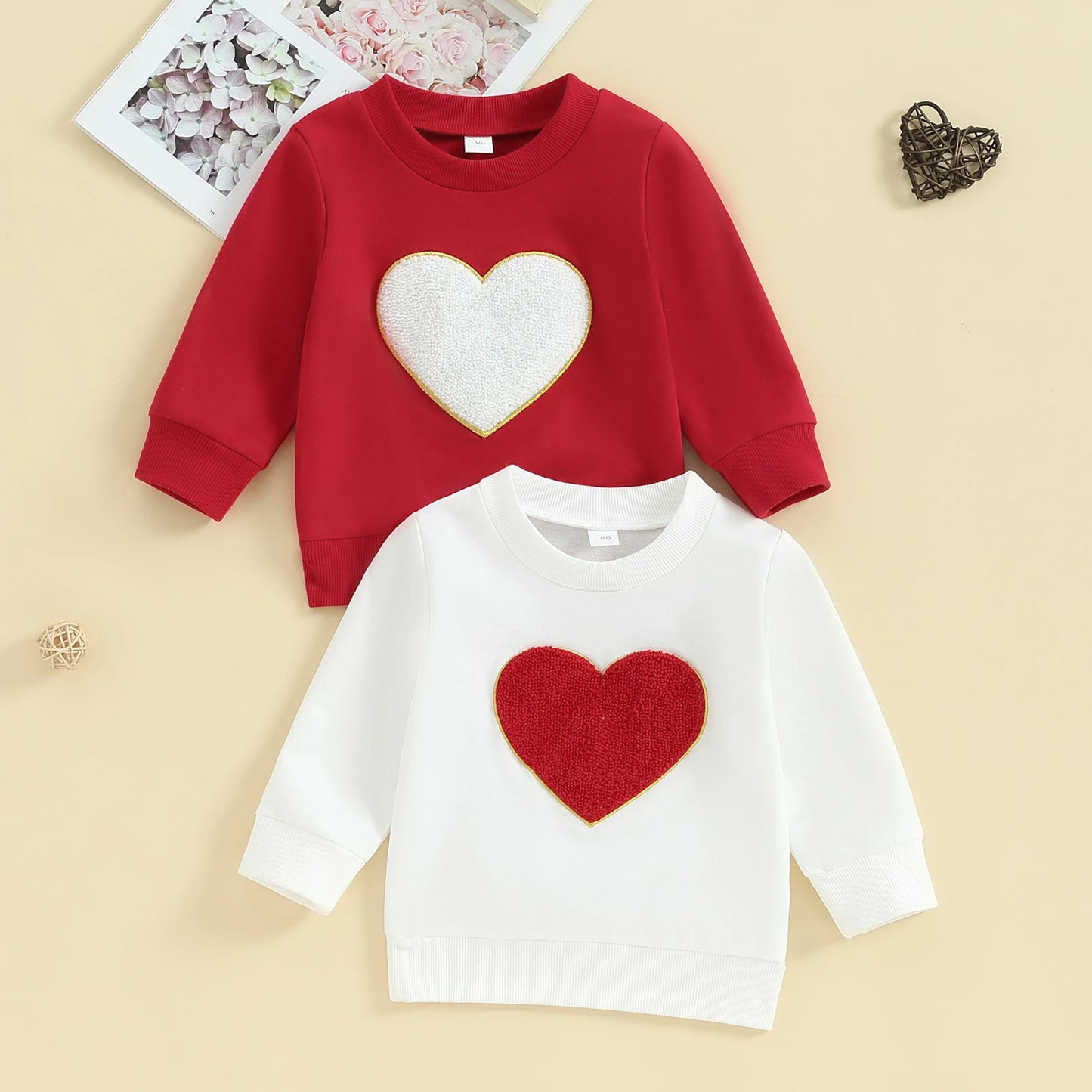 Felt Heart Embroidered Sweatshirt, Unisex