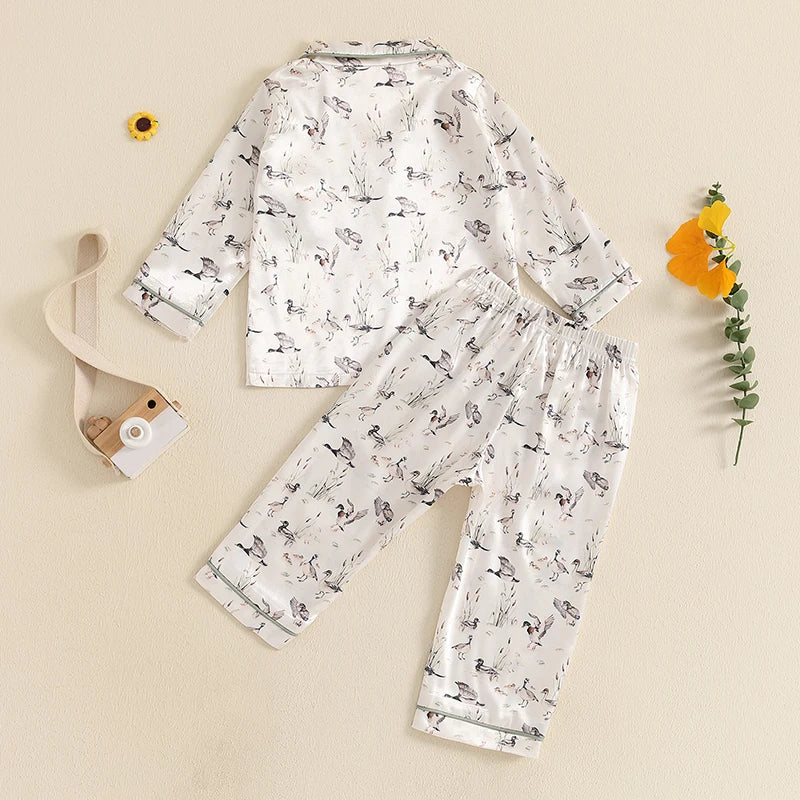 Duck Wetlands Collared Button Pajamas, Unisex