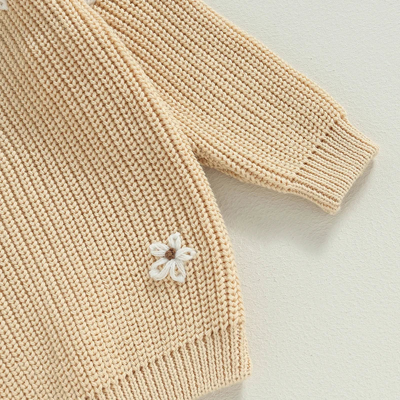 Girls Flower Knit Sweater