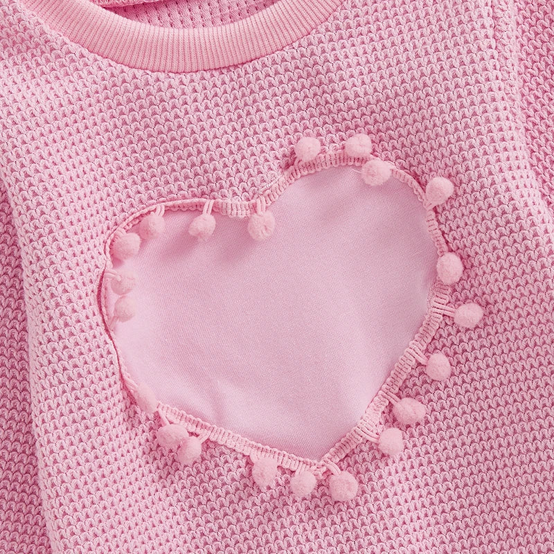 Girls Waffleknit Heart Shirt