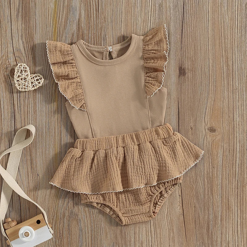 Girls Ruffle Sleeve Top and Bubble Skirt Set