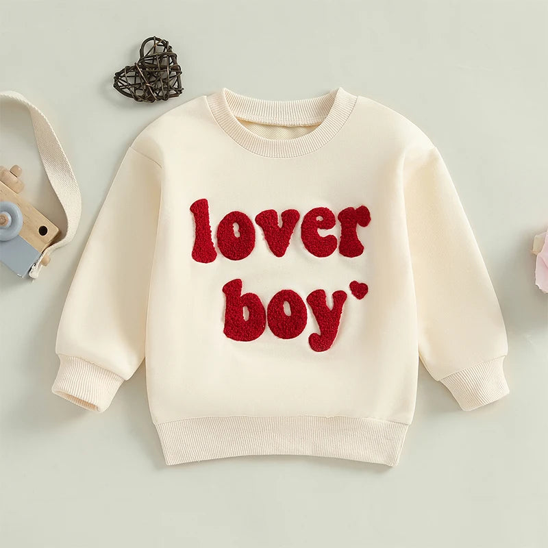 Boys Embroidered Lover Boy Heart Sweatshirt