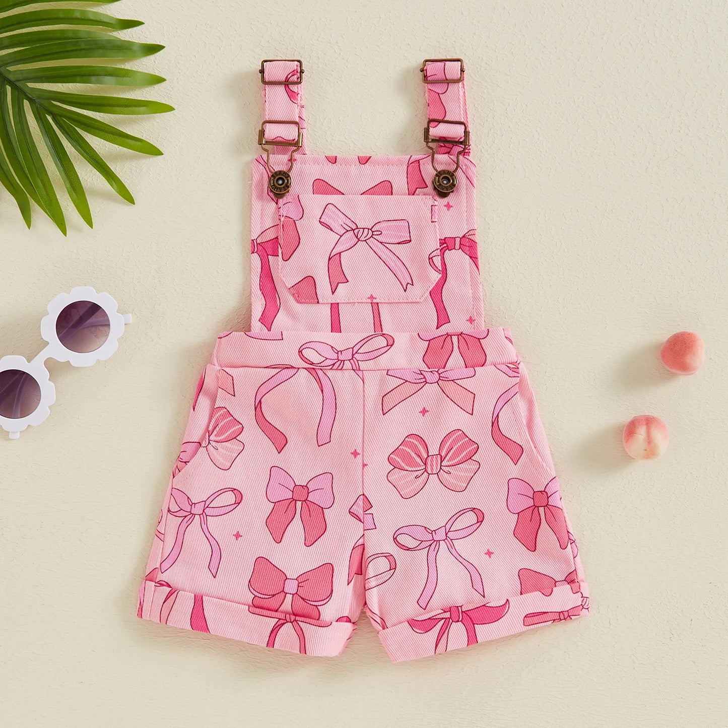 Girls Bows Suspender Overalls Romper