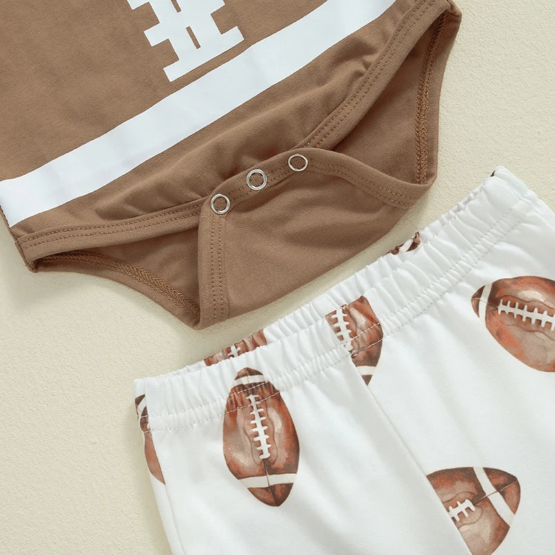 Girls Fall Football Top Flared Pant Bow Set