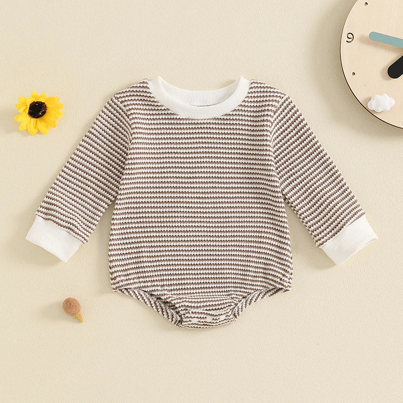Boys Waffle Knit Striped Bubble