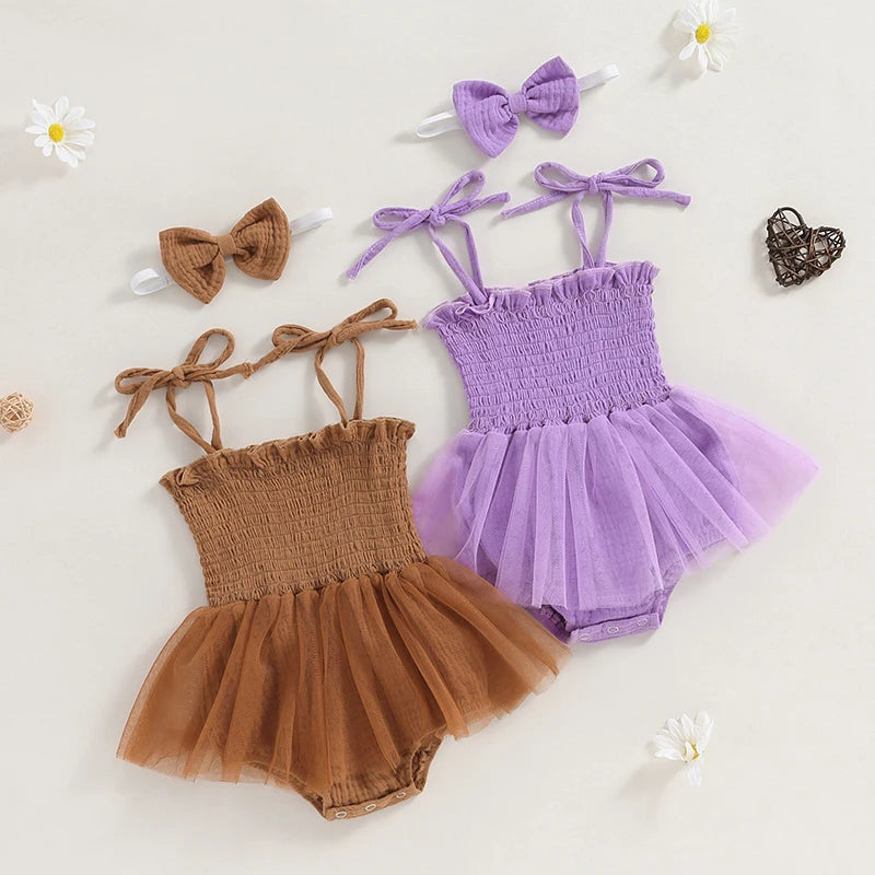 Girls Lace Up Dress Bow Set