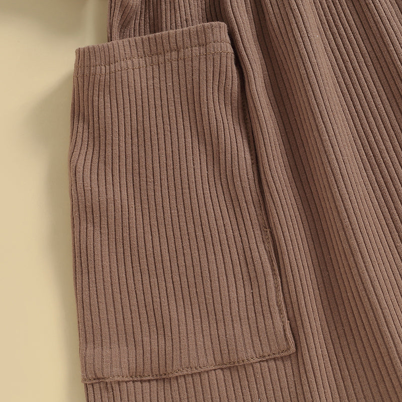 Girls Ribbed Ruffle Pocket Dress