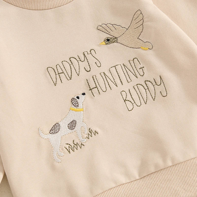 Boys Embroidered Daddy's Hunting Buddy Sweatshirt Pant Set