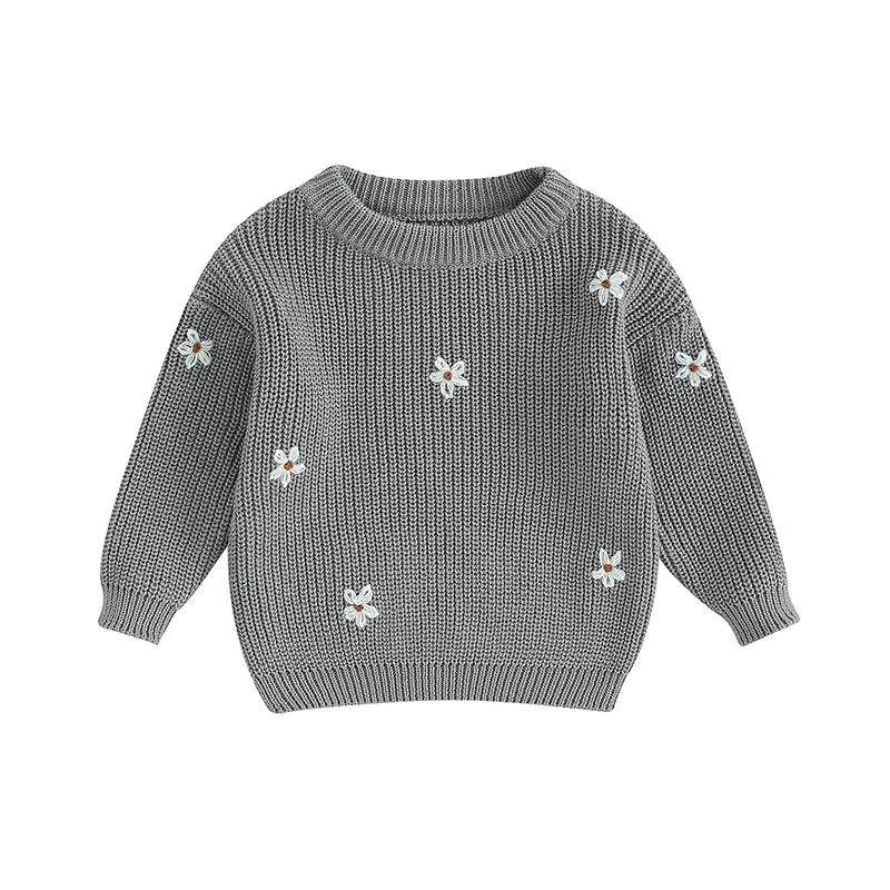Girls Flower Knit Sweater