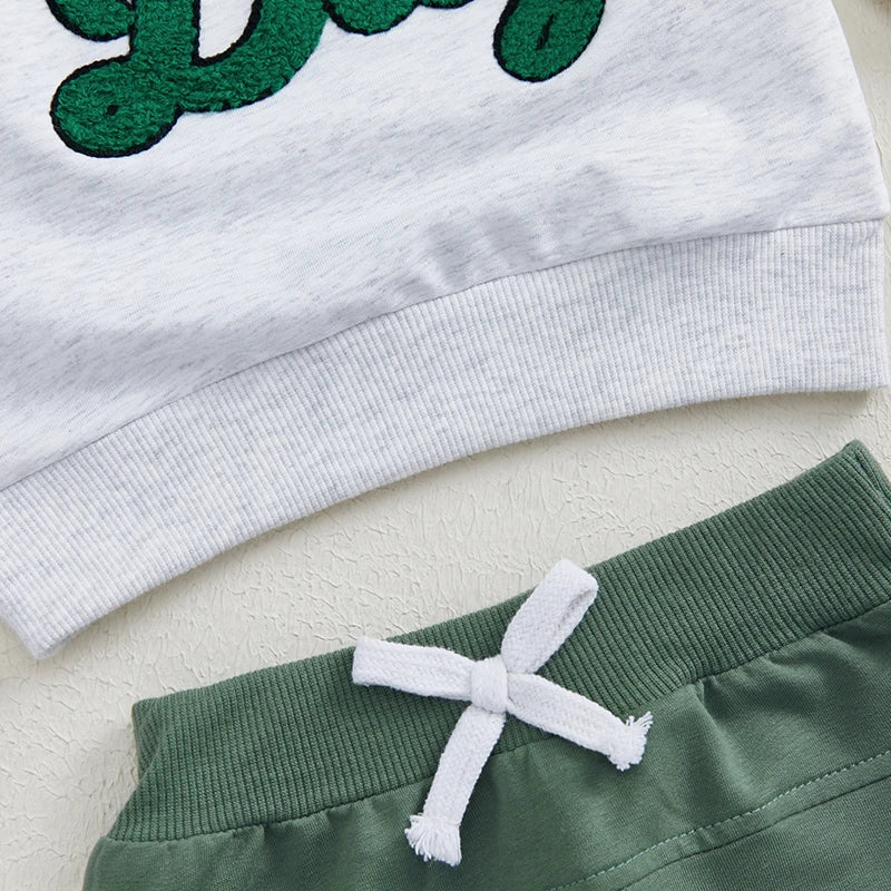 Boys Game Day Football Embroidered Sweatshirt Pant Set