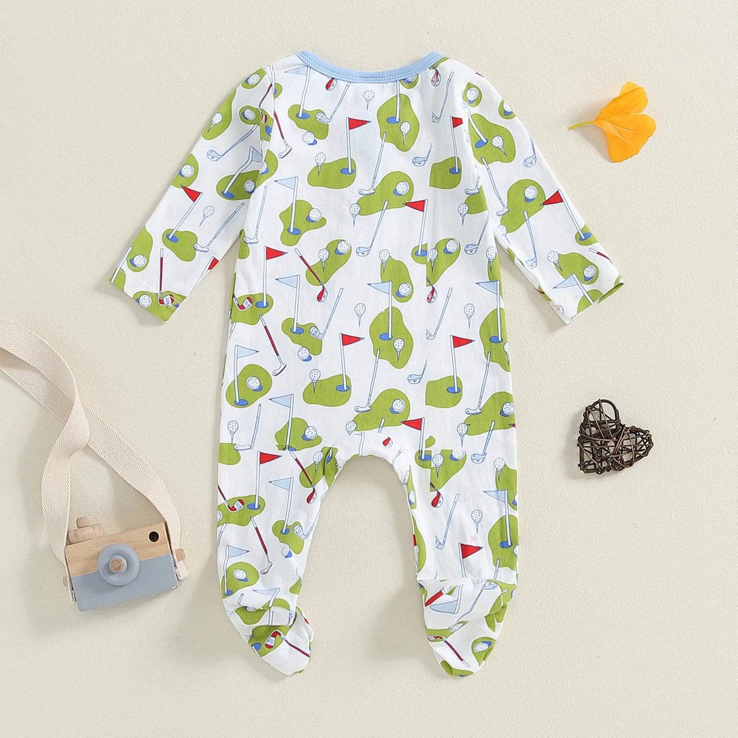 Golf Print Zip Footie Pajamas, Unisex