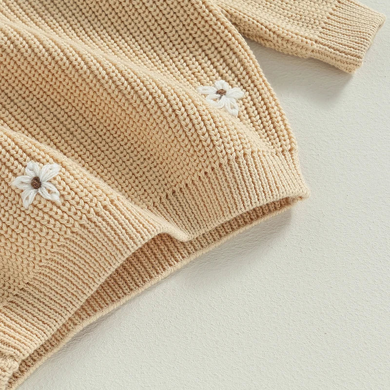 Girls Flower Knit Sweater