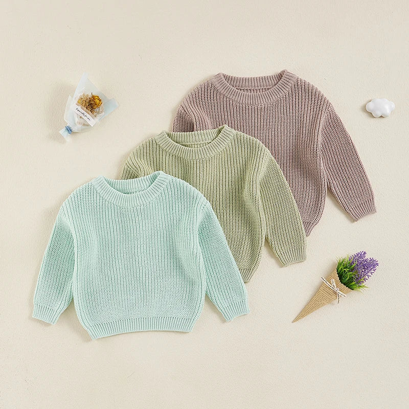 Girls Casual Solid Knit Sweater