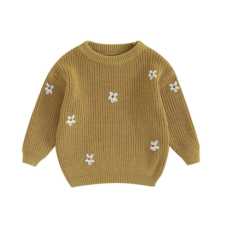 Girls Flower Knit Sweater