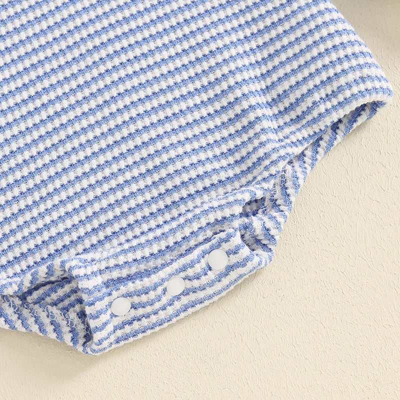 Boys Waffle Knit Striped Bubble