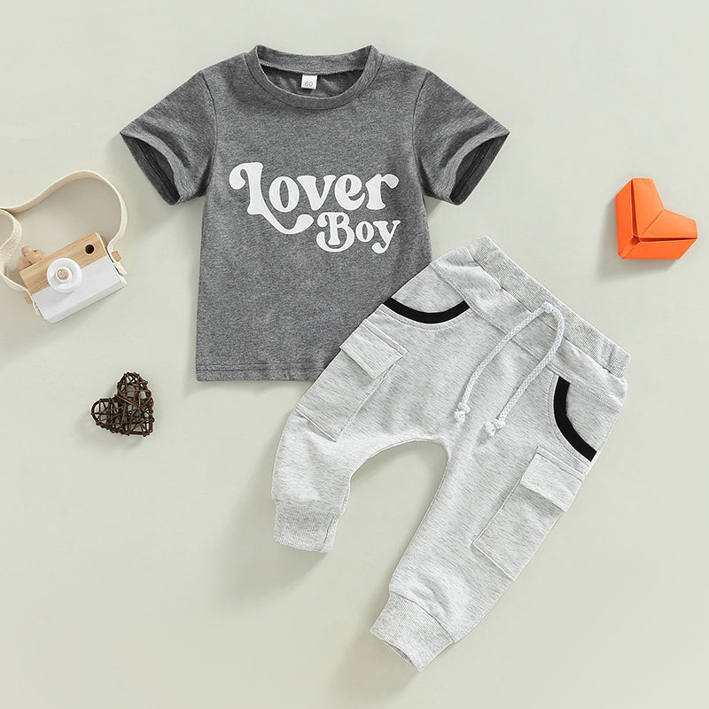 Boys Lover Boy Print Shirt Jogger Set