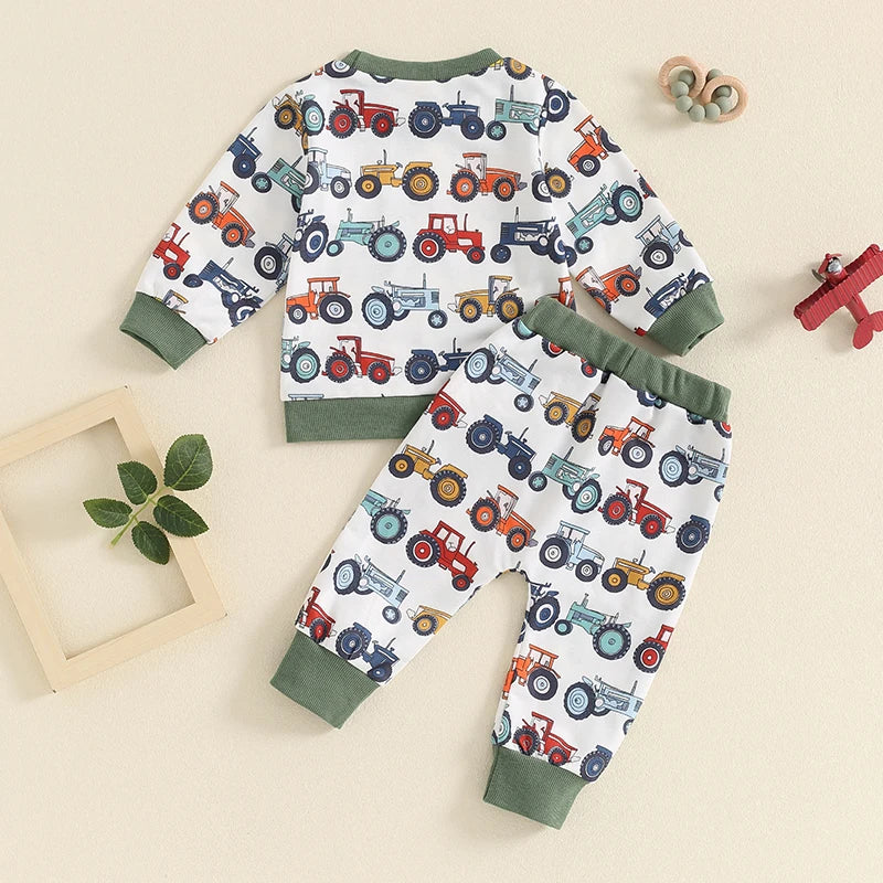 Boys Farm Tractors Pocket Sweatshirt Pant Set