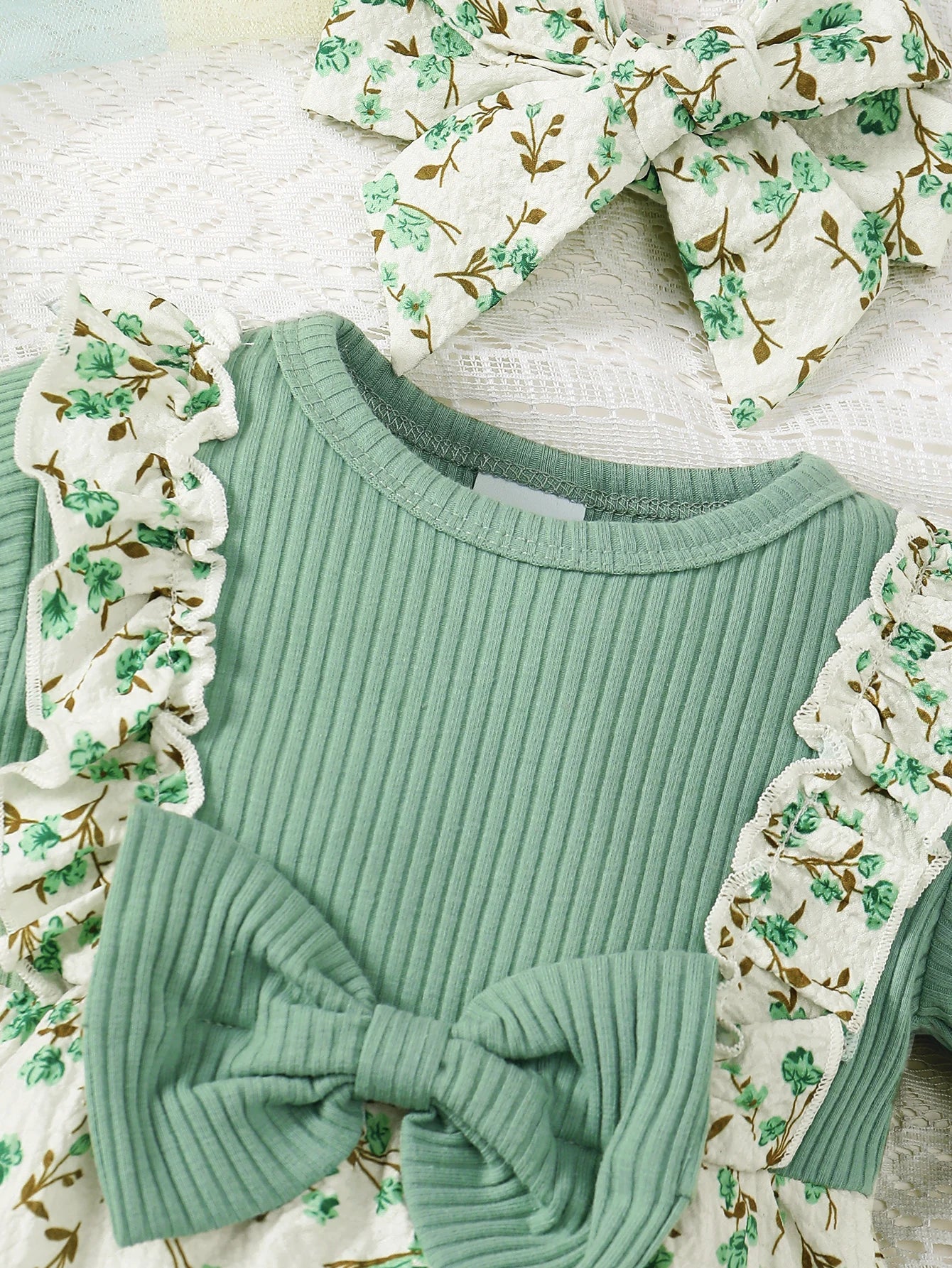Girl Flower Ruffle Bubble | Bow