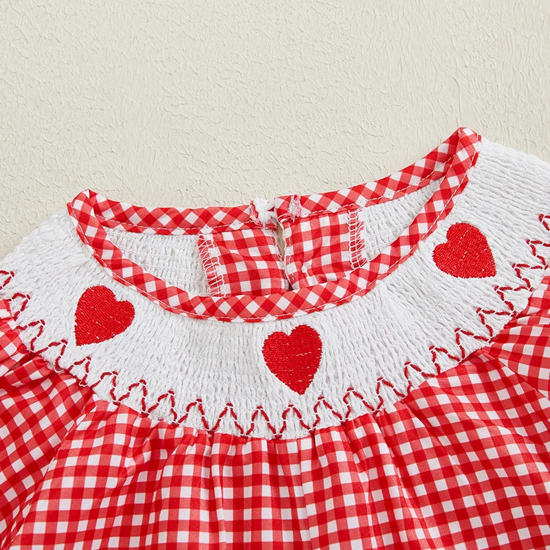 Girls Embroidered Heart Romper