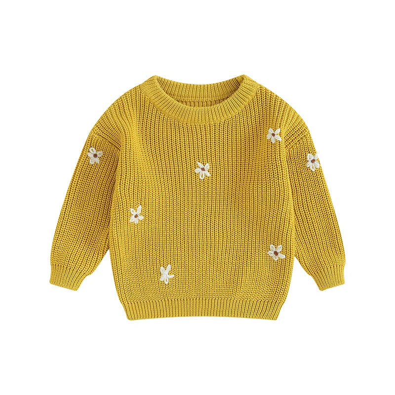 Girls Flower Knit Sweater