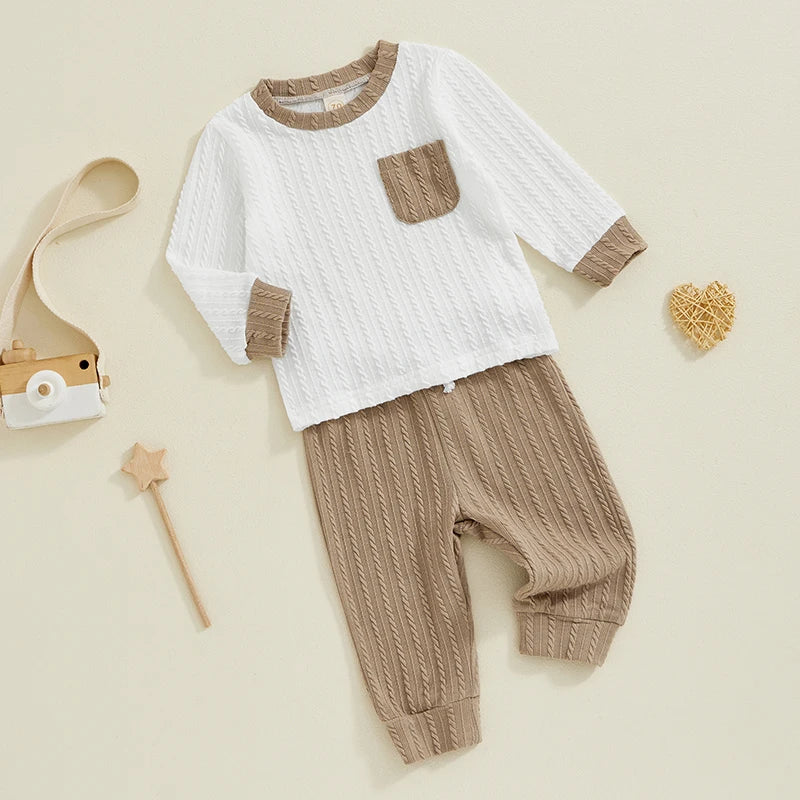 Boys Detail Knit Pocket Shirt Pant Set
