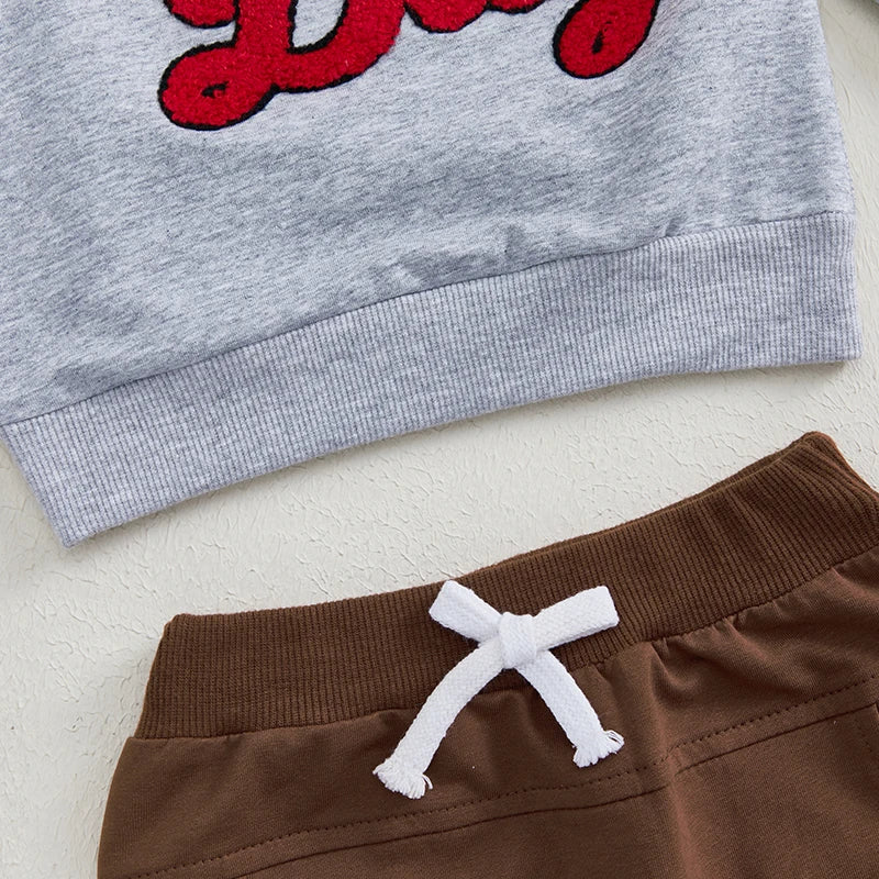 Boys Game Day Football Embroidered Sweatshirt Pant Set