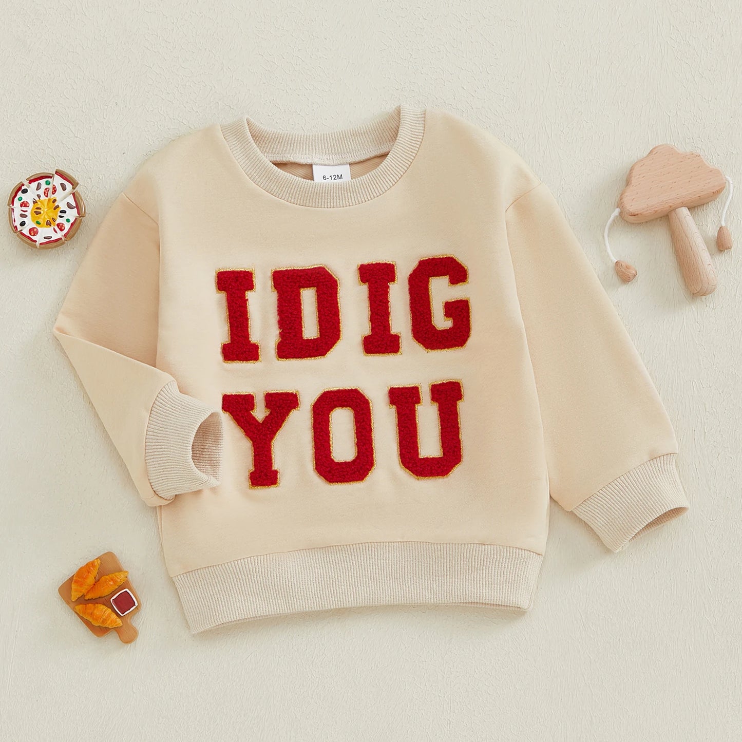 Boys Embroidered "I Dig You" or "Loads of Love" Sweatshirt