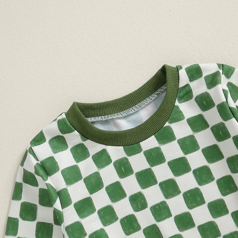 Checkered Sweatshirt Pant Set, Unisex