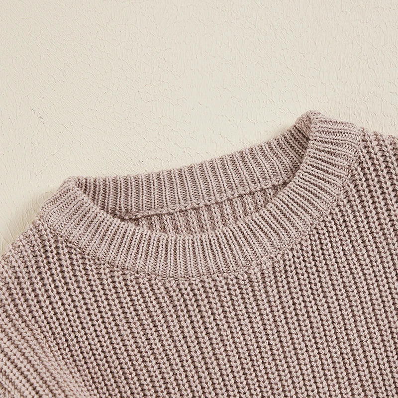 Girls Casual Solid Knit Sweater