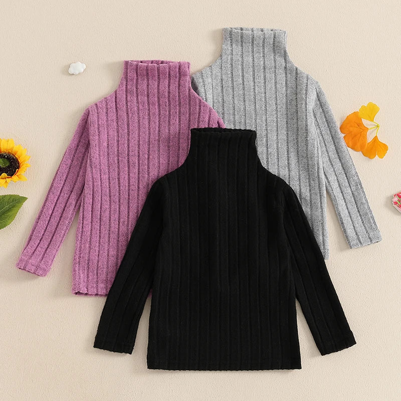 Girls Ribbed Turtleneck Sweater