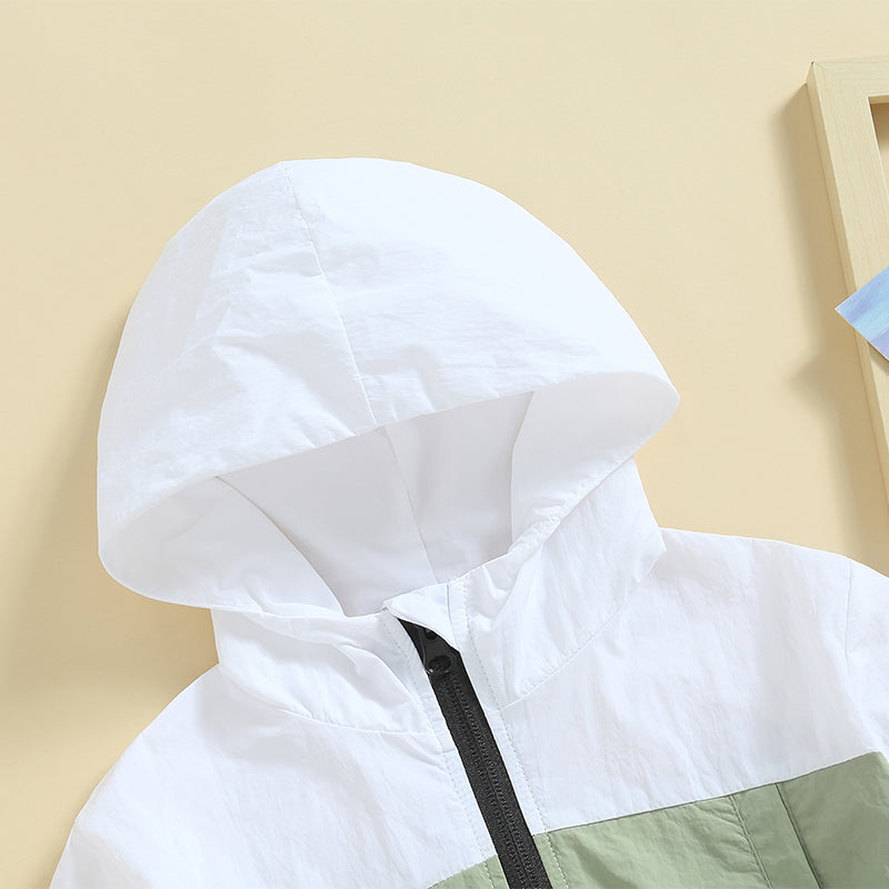 Boys Hooded Contrast Color Zip Jacket