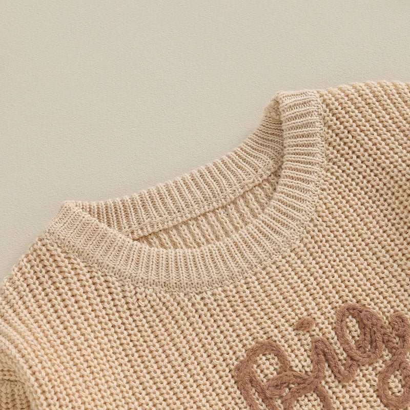 Boys Embroidered Big Brother Script Knit Sweater