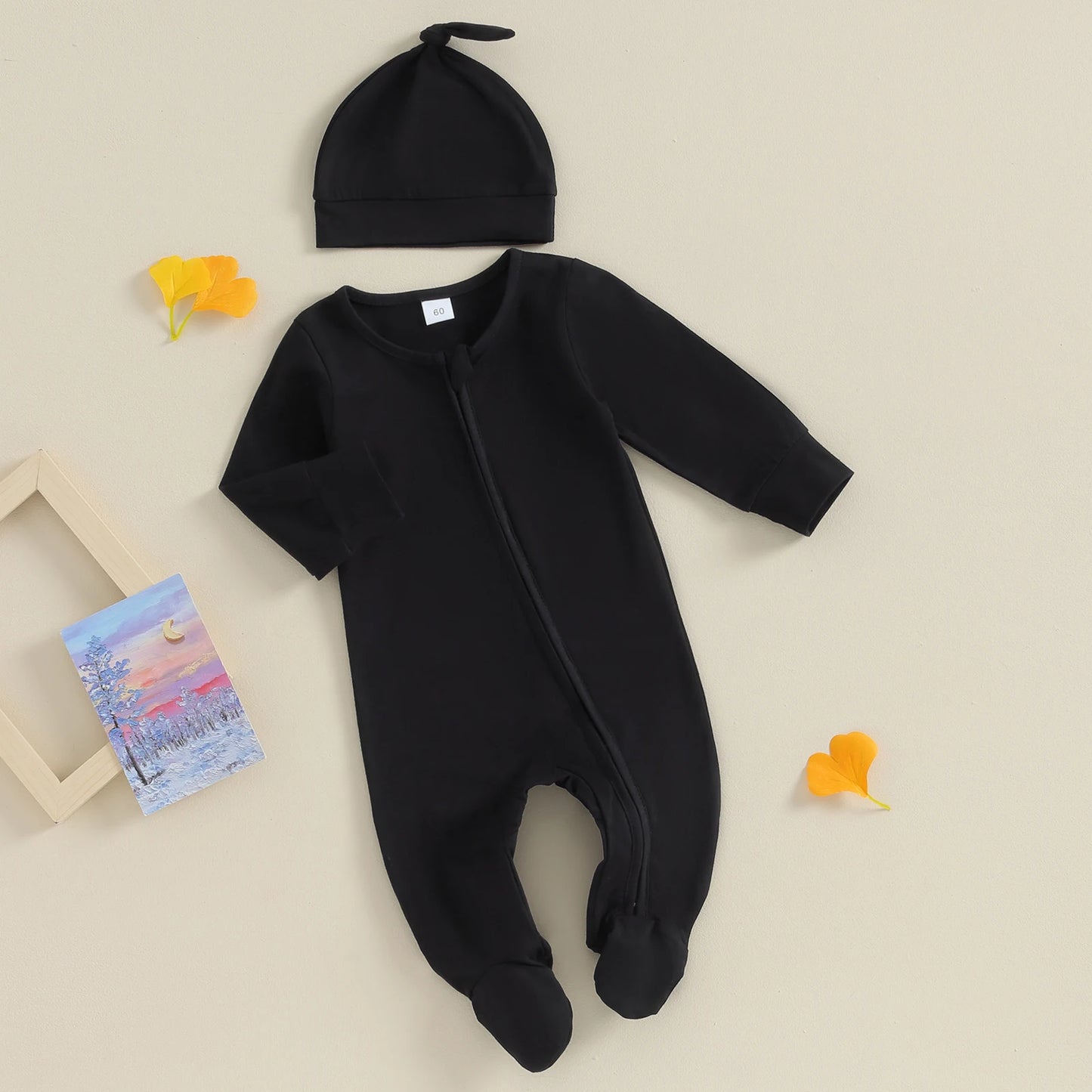Full Zip Pajama Hat Set, Unisex