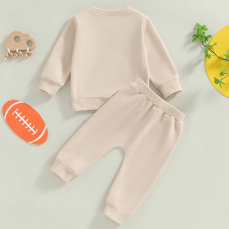 Football Knee Print Sweatshirt Pant Set, Unisex