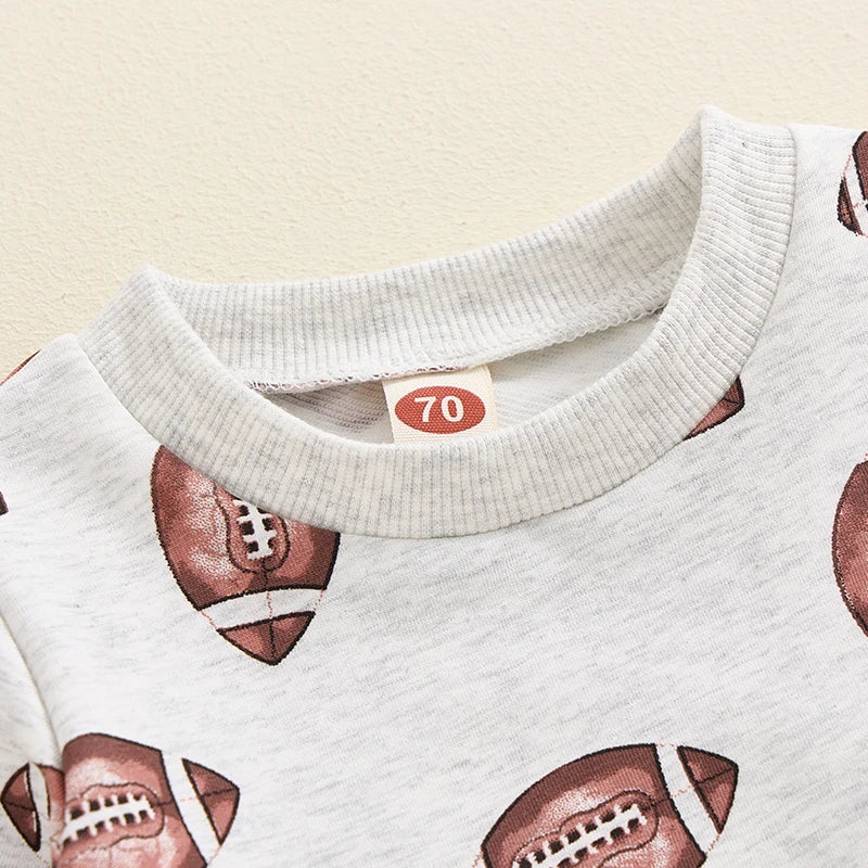 Football Print Sweatshirt Pant Set, Unisex