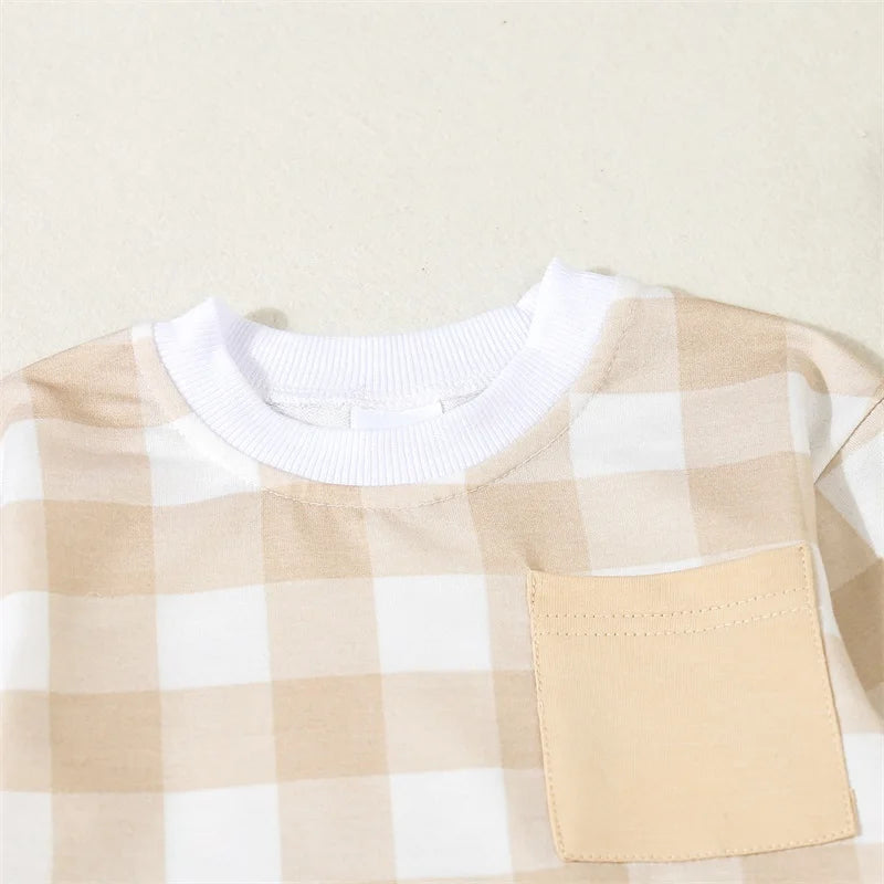 Long Sleeve Plaid Pocket Bubble, Unisex
