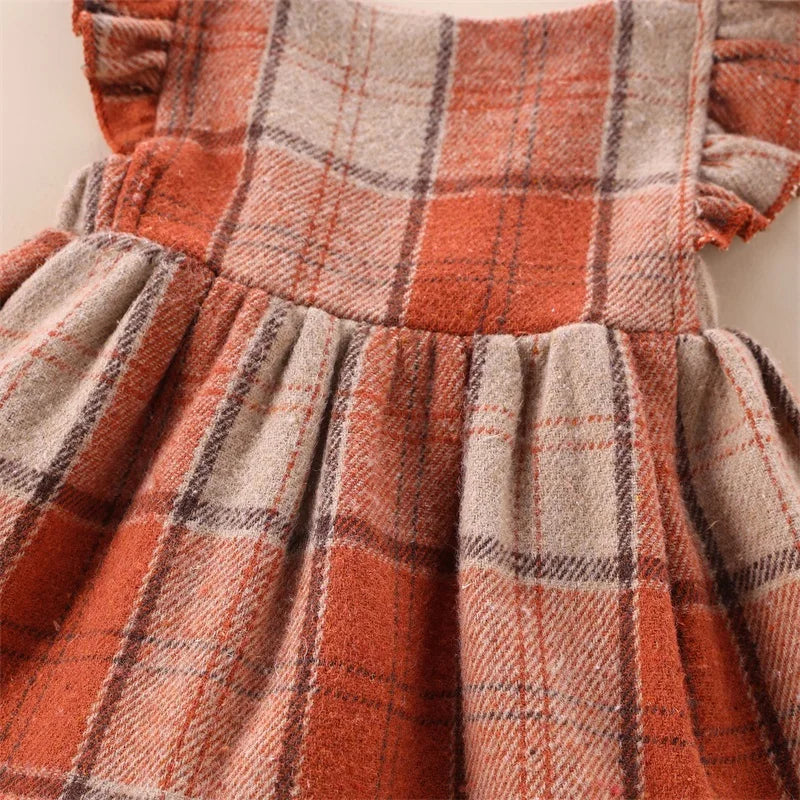 Girls Fall Plaid Ruffle Dress