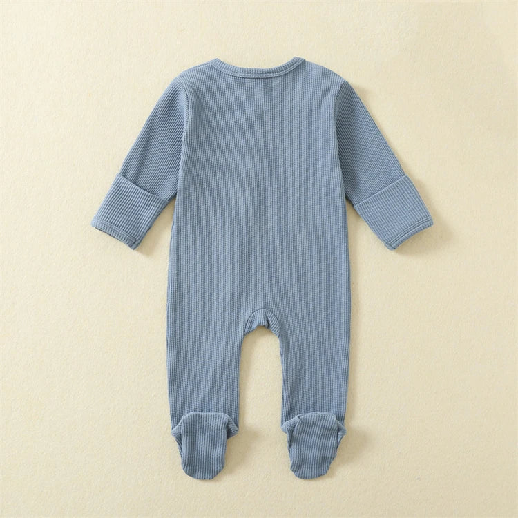 Cotton Waffle Knit Zip Footie Pajamas, Unisex