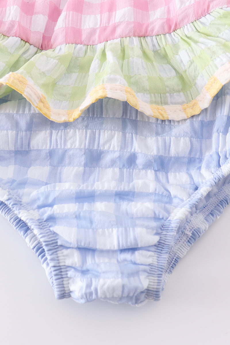 Girls Spring Gingham One-Piece Swimsuit