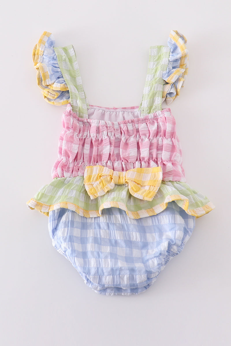Girls Spring Gingham One-Piece Swimsuit