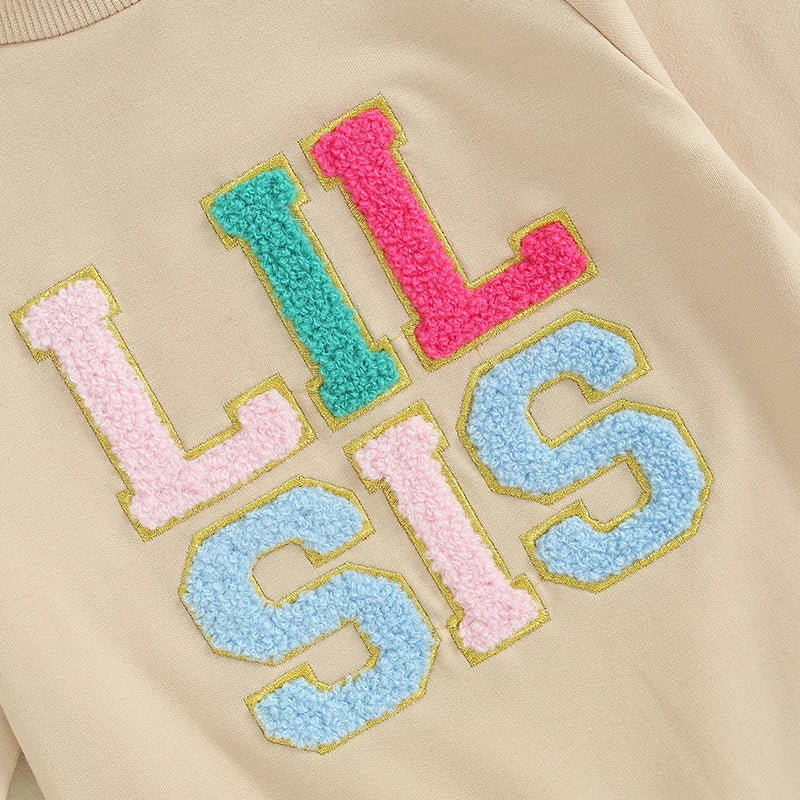 Girls Embroidered Lil Sis Romper