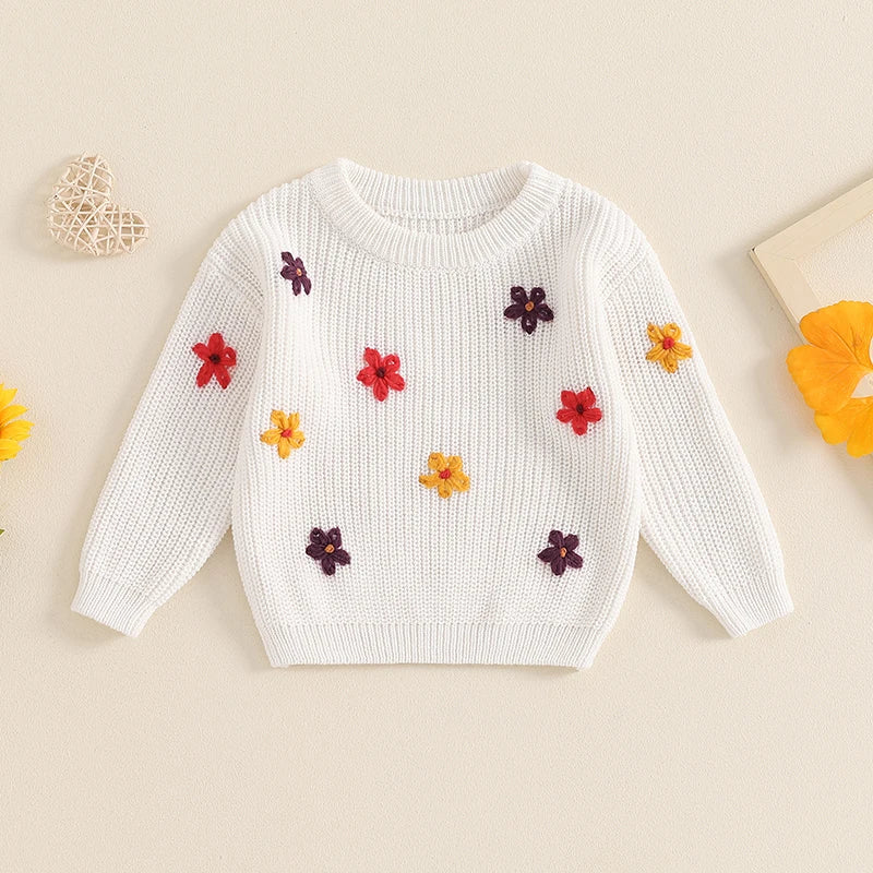 Girls Flower Knit Sweater