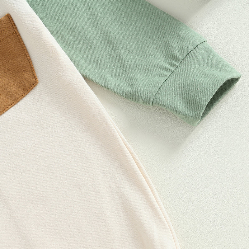 Boys Sleeve Contrast Pocket Romper