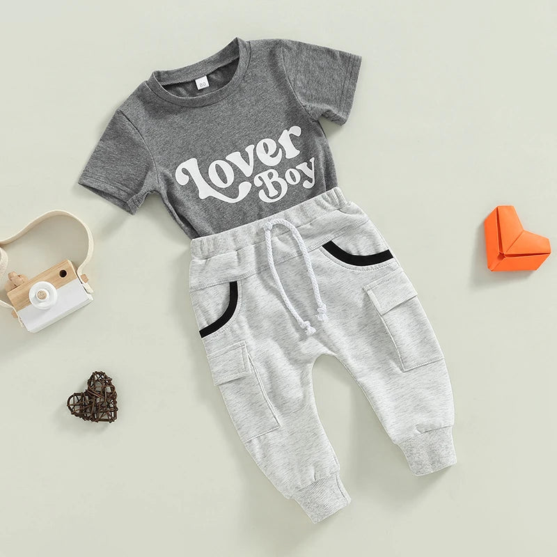Boys Lover Boy Print Shirt Jogger Set