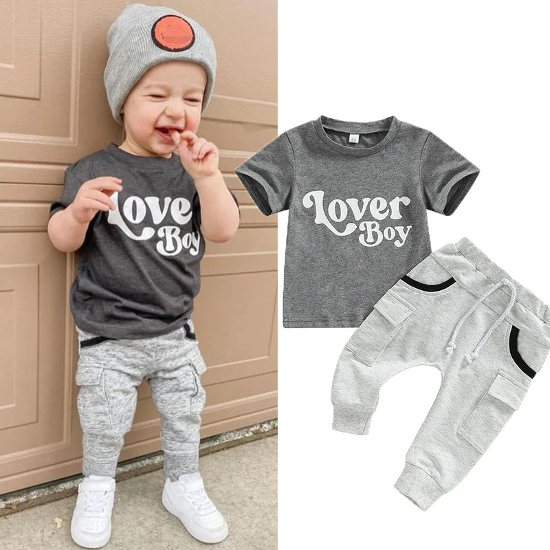 Boys Lover Boy Print Shirt Jogger Set