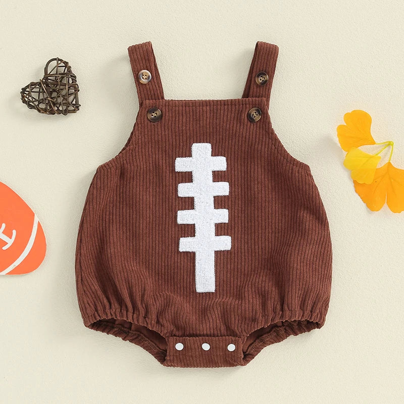 Sleeveless Football Embroidered Bubble Overalls, Unisex